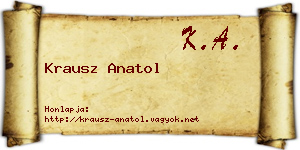 Krausz Anatol névjegykártya
